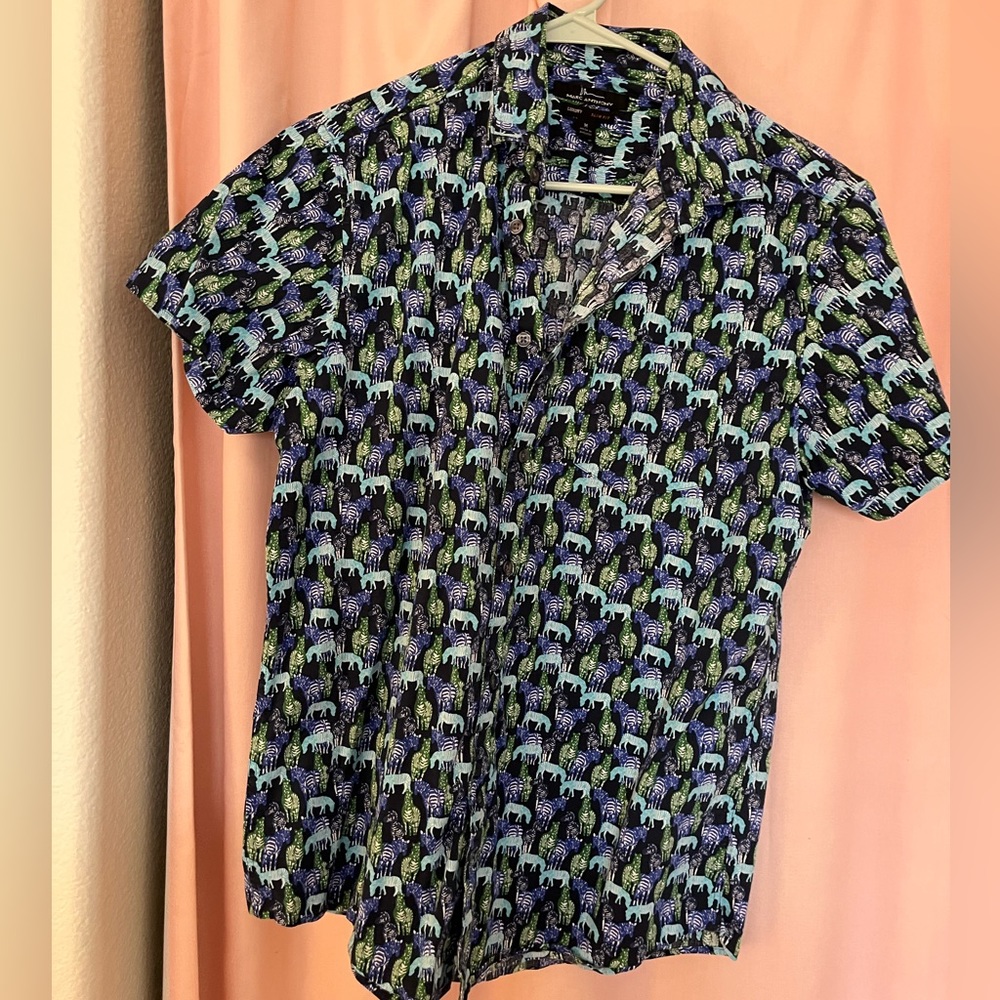 Men’s medium button up with zebras